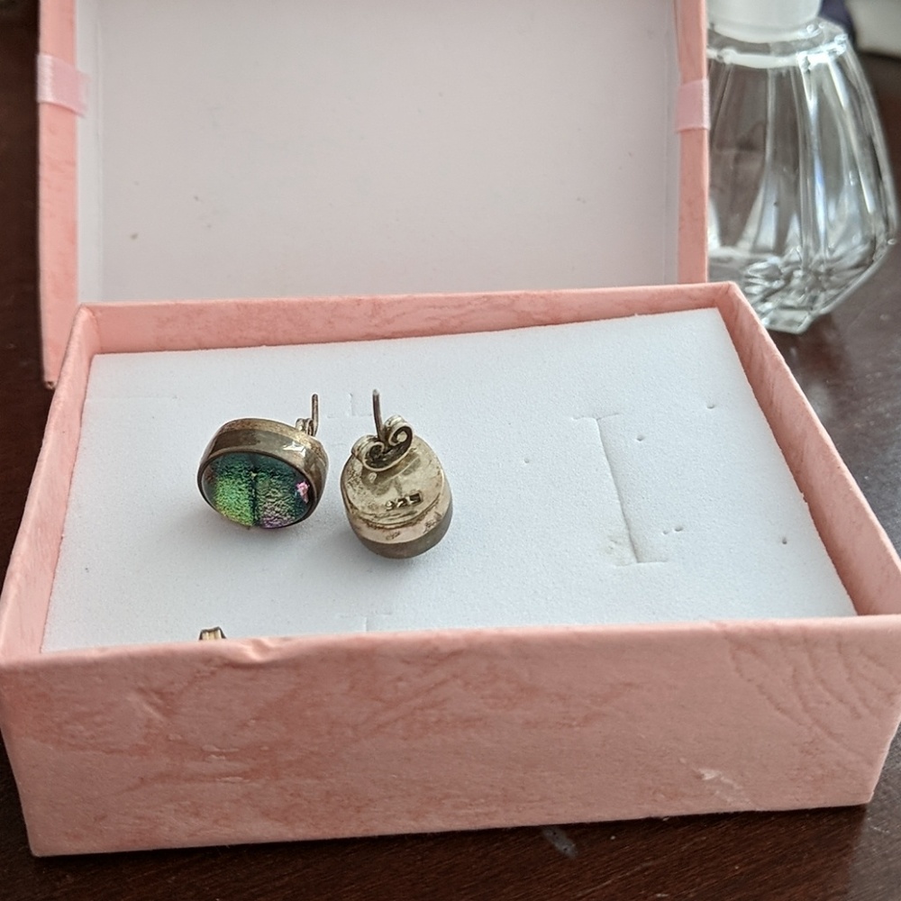 Irridescent Oval Earrings 925